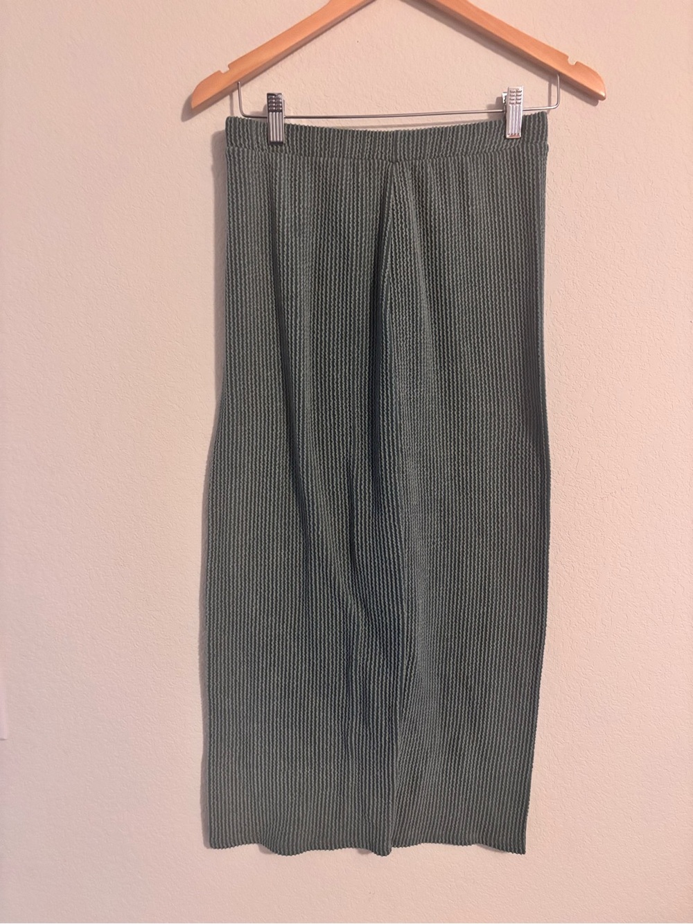 All Saints Olive Ribbed Maxi Skirt